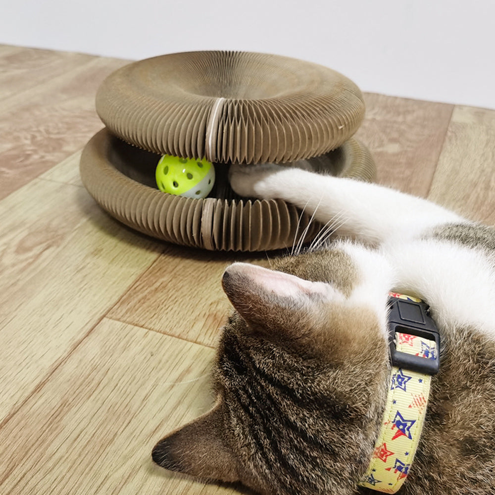 Magic Organ Cat Scratch Board Cat Toy with Bell Cat Grinding Claw Cat Climbing Frame Round Corrugated Cat Litter Cat Scratch Toy